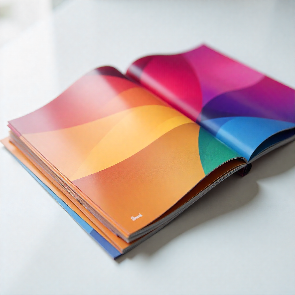 Collection of sustainable printing samples including business cards and brochures from Originalaiboutiq